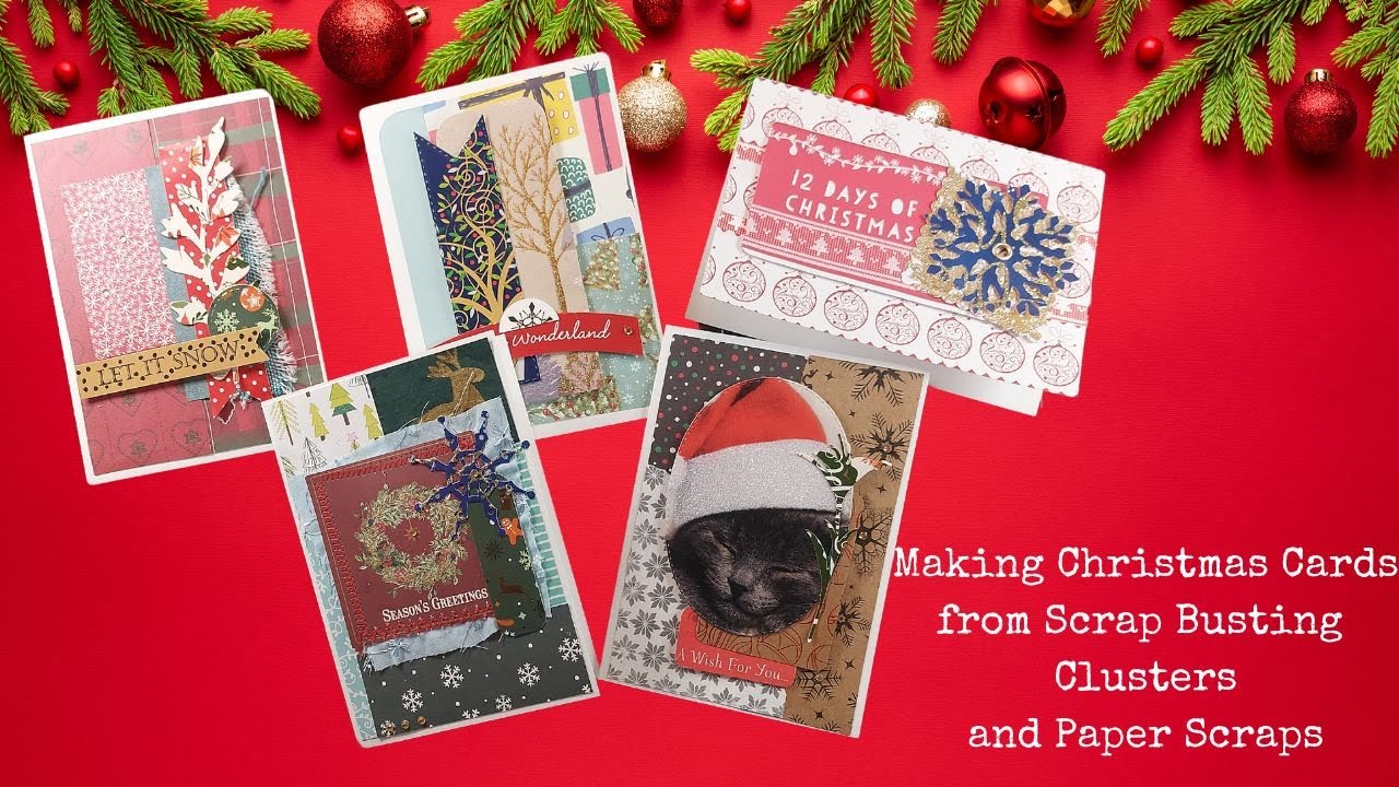 Изготовление рождественских открыток из обрезков бумаги и бумажных обрезков.