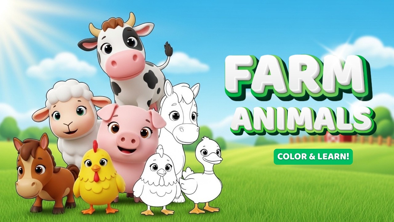 Farm Animals – Learn 50 English Words | Full Vocabulary Lesson | Misoo English Coloring