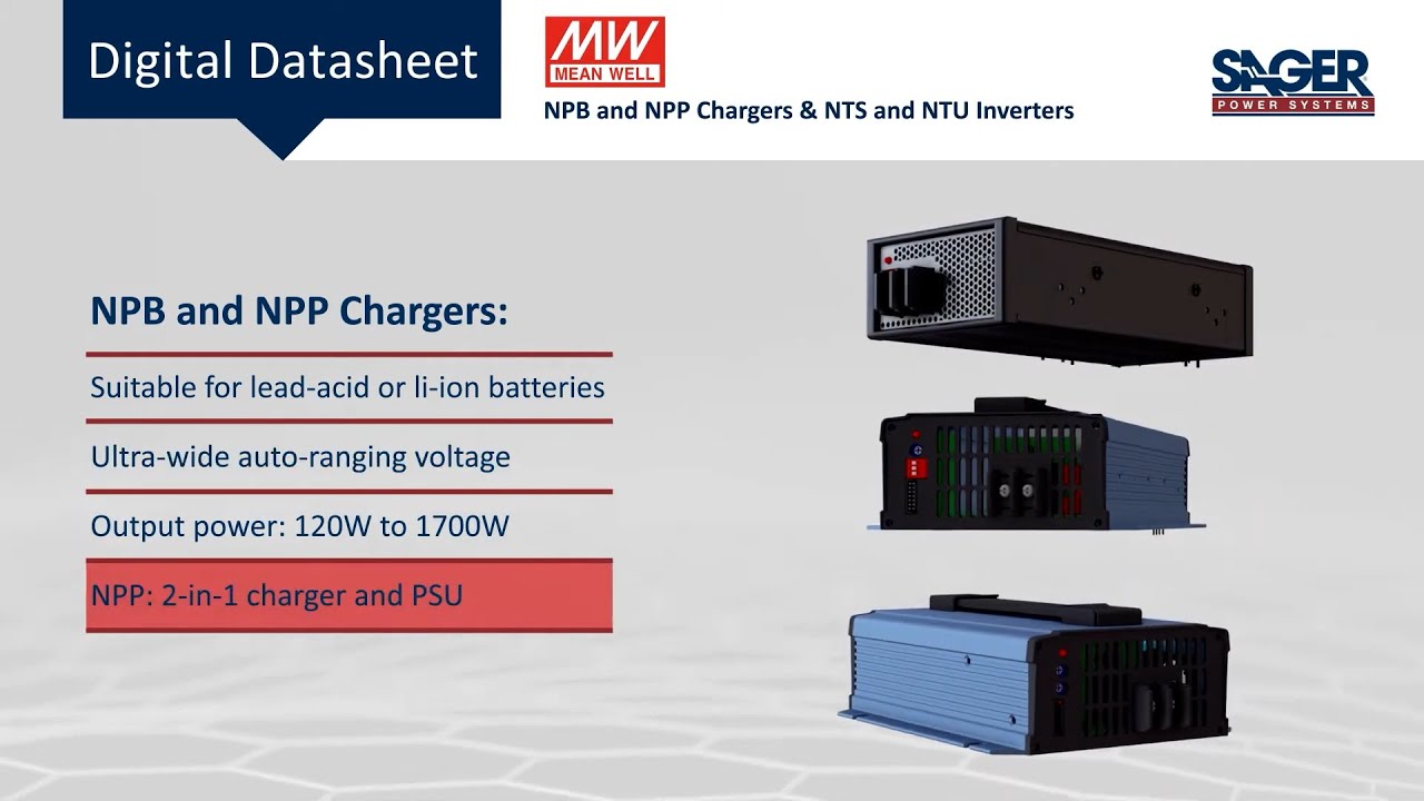 MEAN WELL Industrial Grade, Reliable & Durable Charger and Inverter &mdash; the NPB, NPP, NTS & NTU series