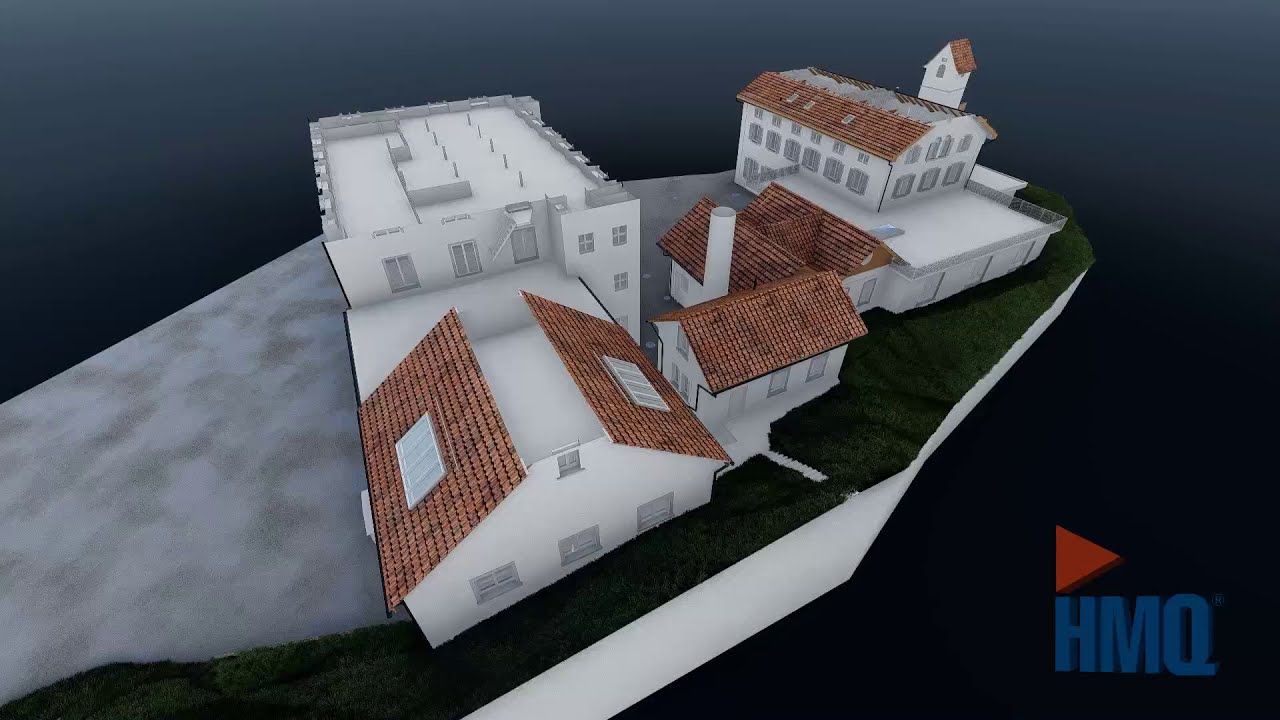 HMQ 3D-Modellierung aus einer Geb&auml;udeaufnahme von einem Fabrikensemble im Kanton Z&uuml;rich