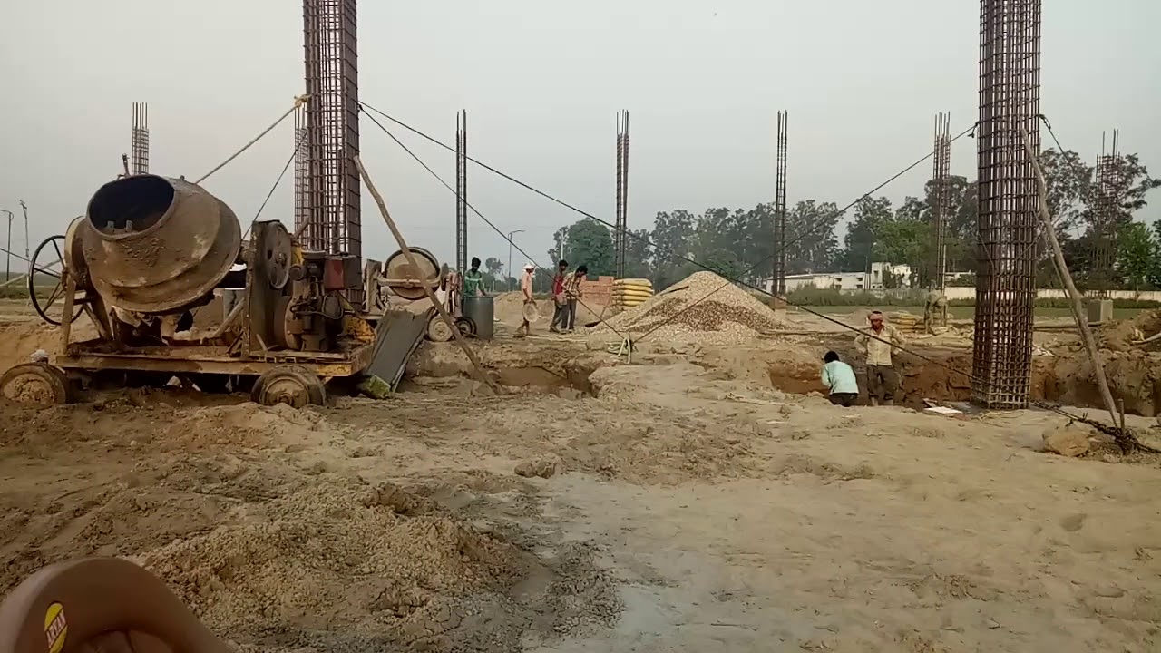 Column footing Casting by mixture machine