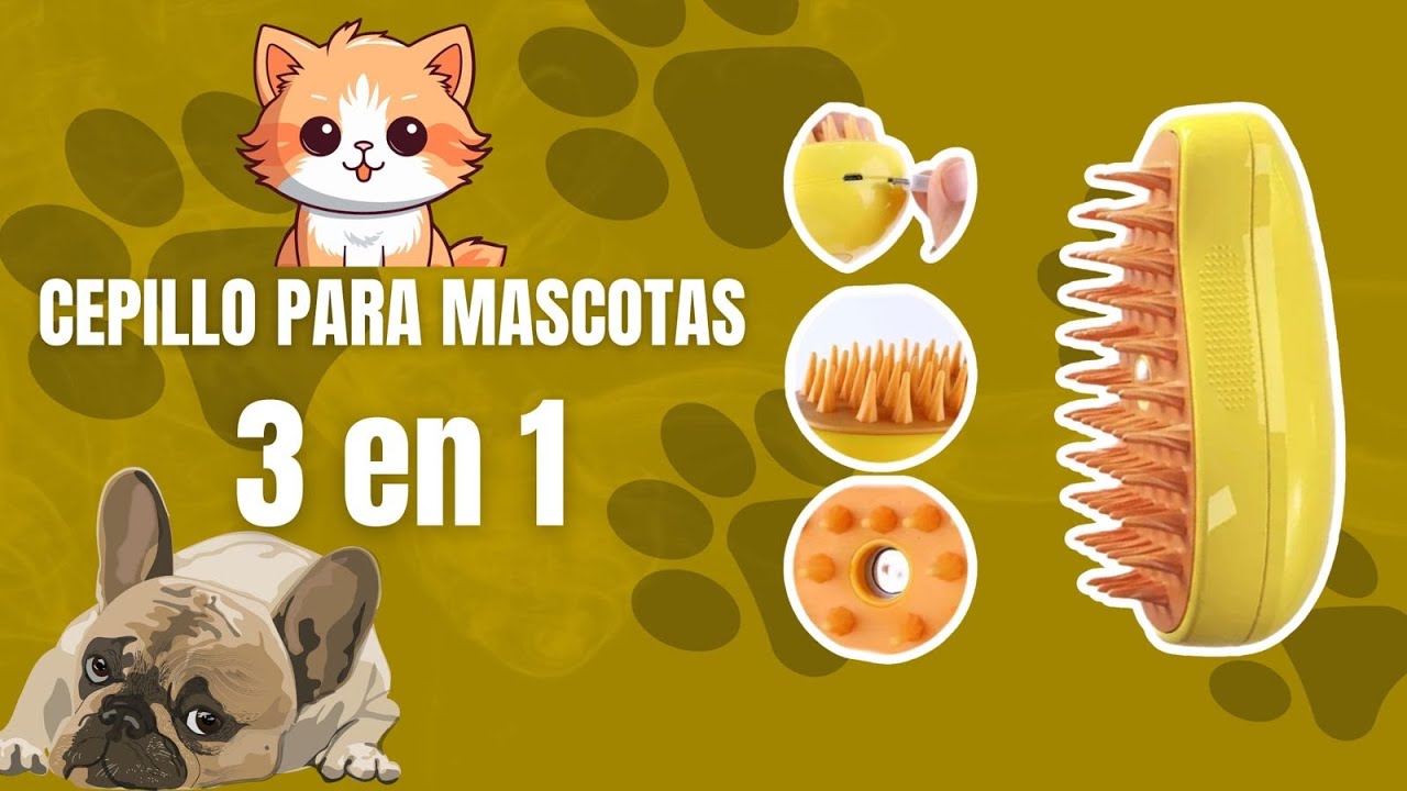 Cepillo vaporizador 3 en 1 para mascotas