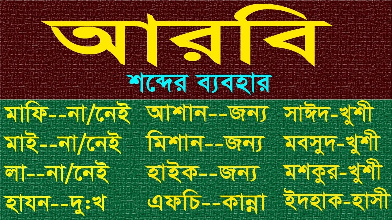 আরবি বাক্য তৈরি দেখুন - How to make Arabic Sentence - Learn Arabic to Bangla