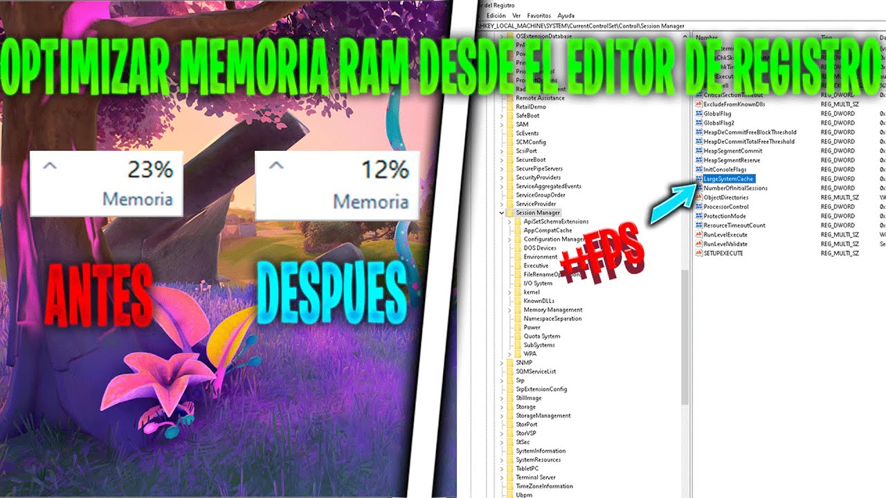 MODIFICAR EL REGISTRO DE WINDOWS PARA OPTIMIZAR EL USO DE LA MEMORIA RAM ++FPS