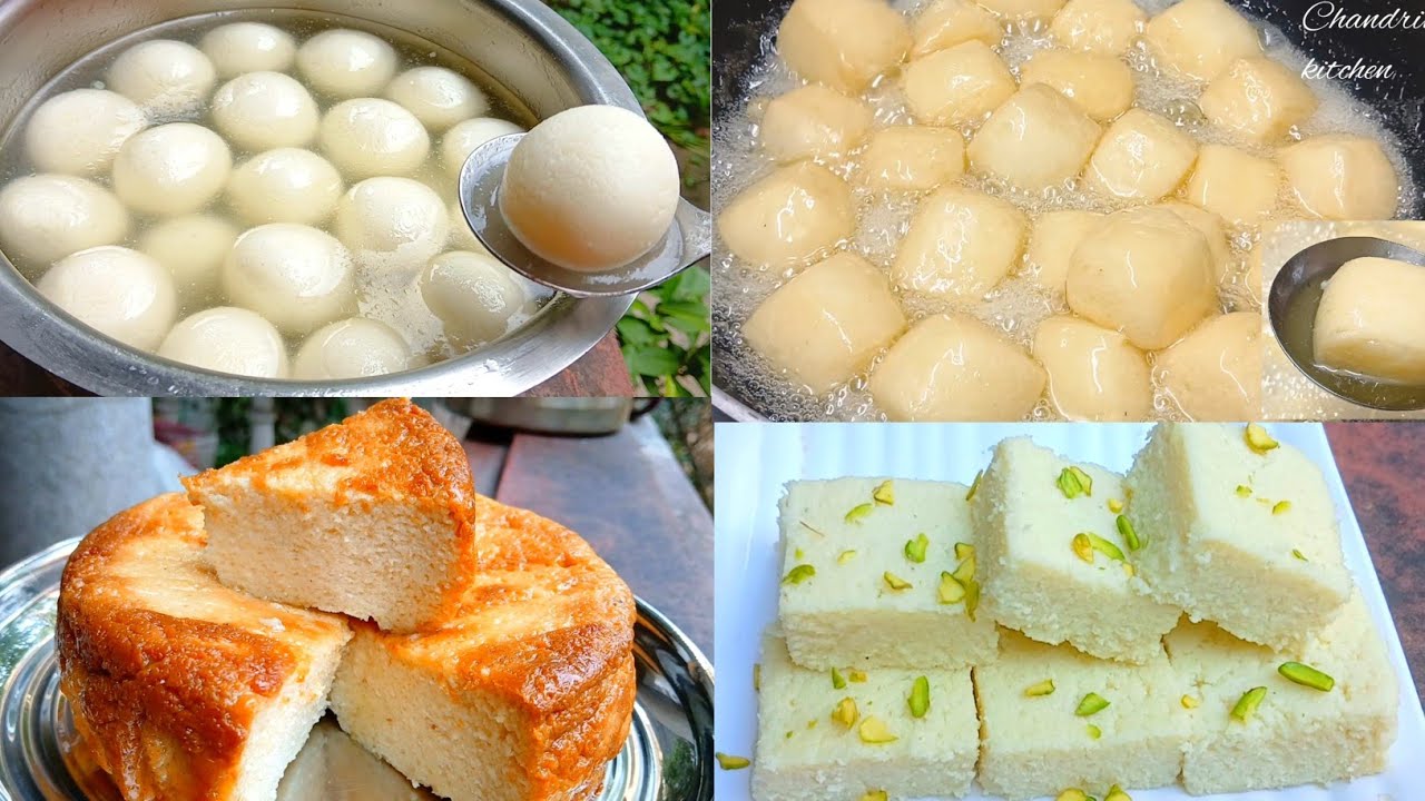 রমজান স্পেশাল 4 type tasty Chanar Misti  রসগোল্লা,ব্রাহ্মণবাড়িয়ার ছানামুখী,ছানাপোড়া, বরফি সন্দেশ