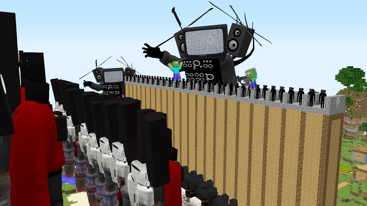 TİTAN TELEVİZYON ADAM DUVARI VS TİTAN HOPARLÖR KAFA KIYAMETİ 😱 - Minecraft