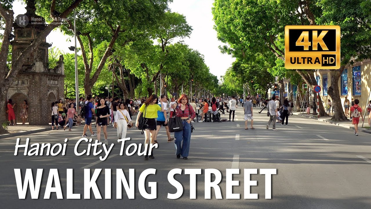 [4K] Hanoi Walking Street around Hoan Kiem lake (in day)