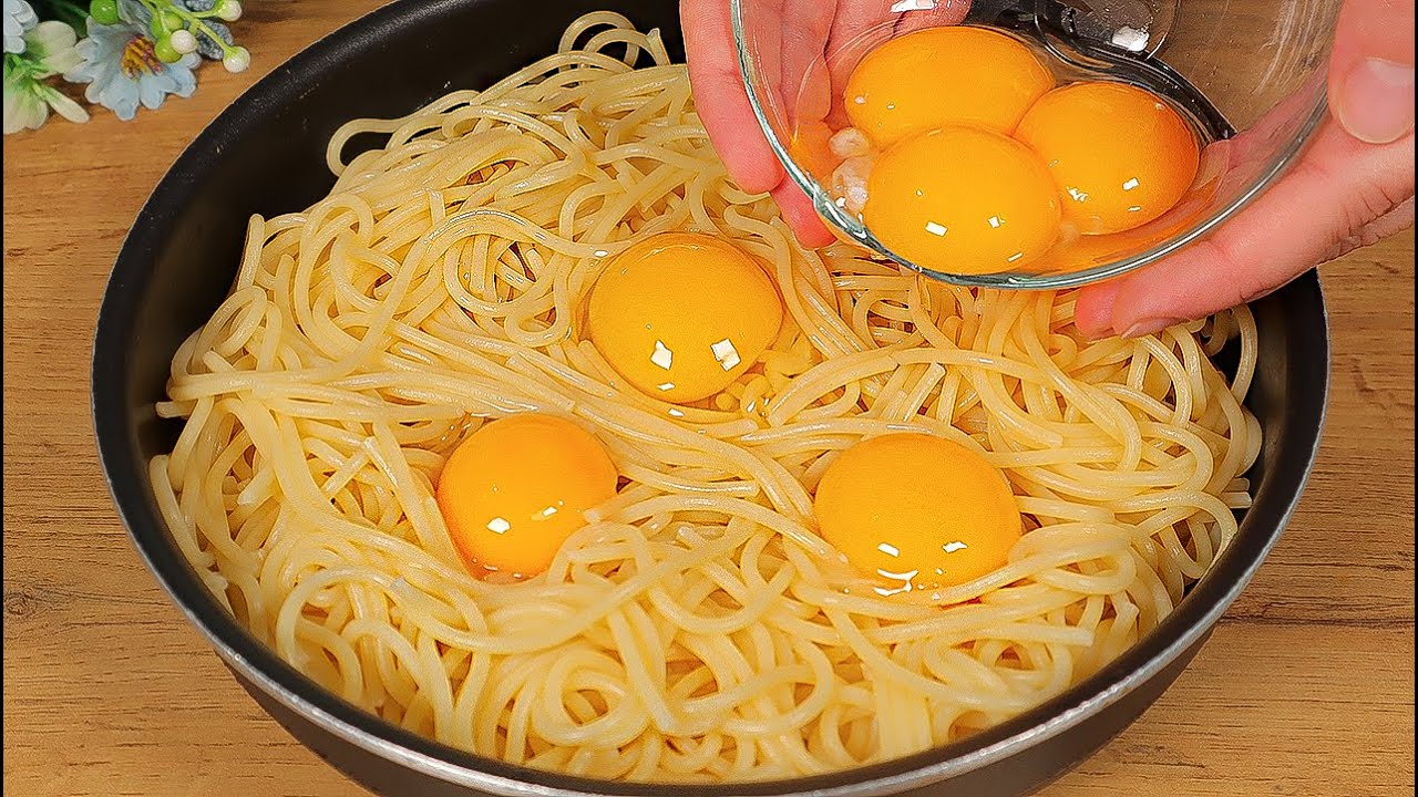 This is how my grandma made spaghetti with eggs! The most delicious spaghetti recipe in minutes!