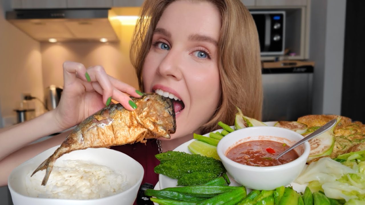 SPICY 🌶️ Shrimp Paste Dip & Whole Plate of Veggies🍆 MUKBANG
