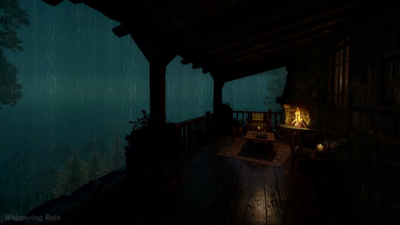 Sleep Peacefully Tonight 🌧️ Thunder Rain & Warm Fire in a Dark Bedroom