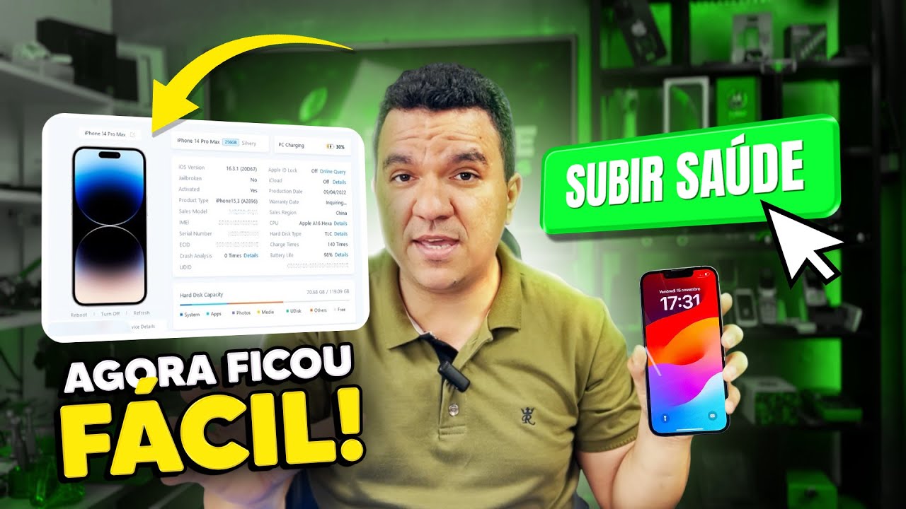 Testei o novo MÉTODO de subir saúde de Bateria dos iPhones! Atualização iOS 18.1 pelo PC