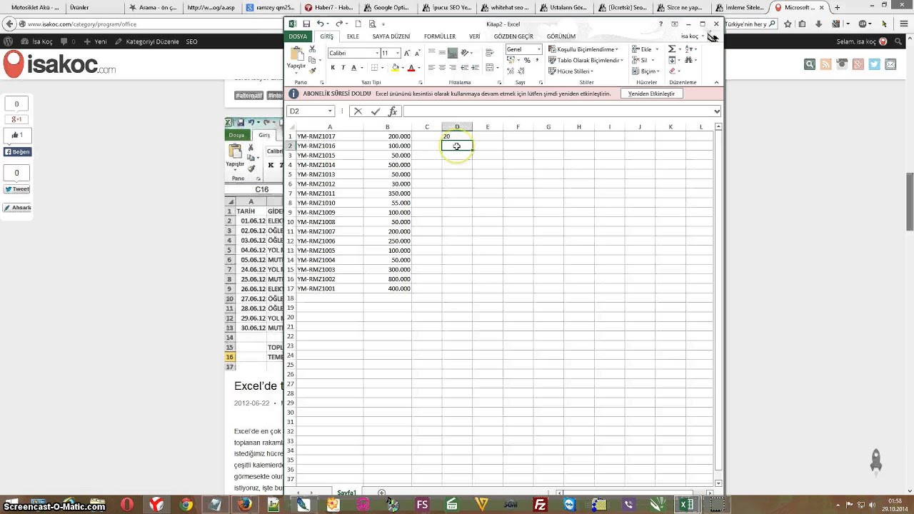 Excel'de hücreden harf / karakter eksiltme