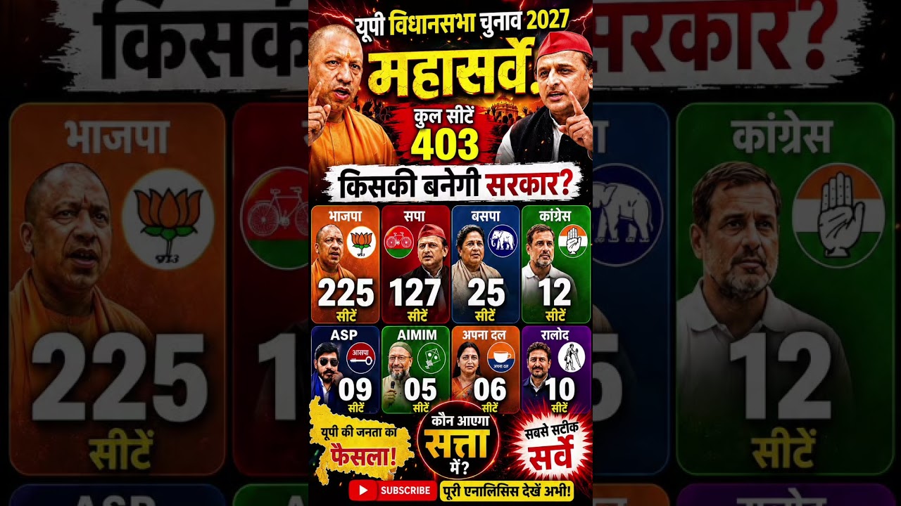 UP Assembly Election 2027 Opinion Poll: Which Party Is Winning How Many Seats? | Big Survey #yogi
