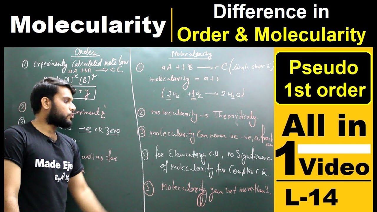 (L-14) Molecularity | Difference in Order & Molecularity | Pseudo 1st Order Rxn.| All in one Video