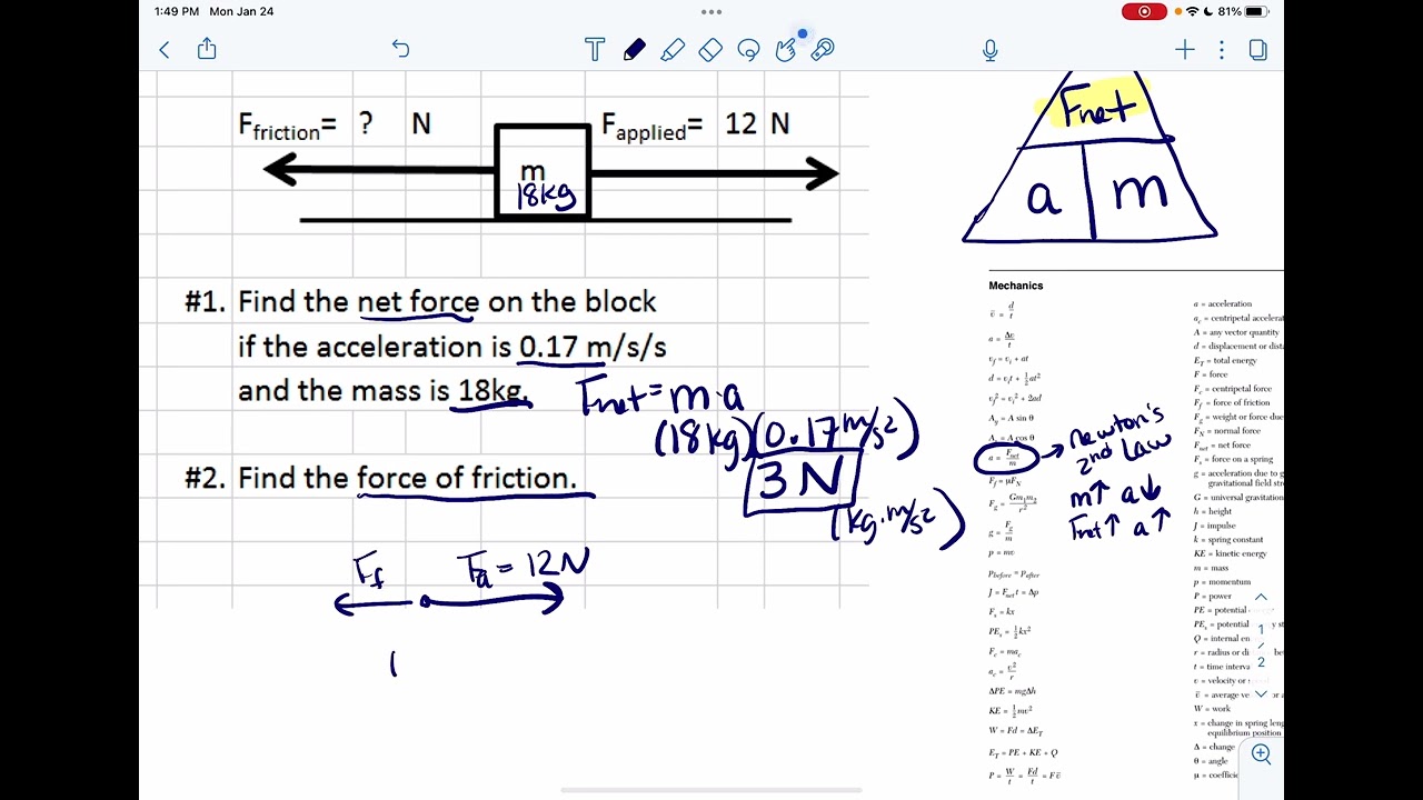 FOCUS: Net Force (a=Fnet/m)