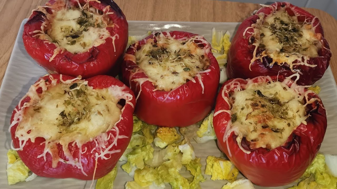 PIMIENTOS RELLENOS DE CARNE Y QUESO, ricura total 😋😋