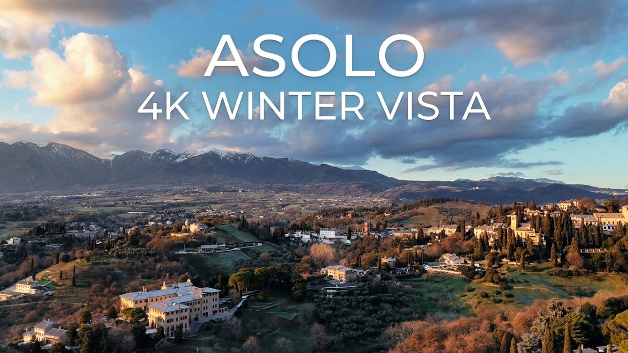 Asolo -  vista aerea d'inverno - 4K