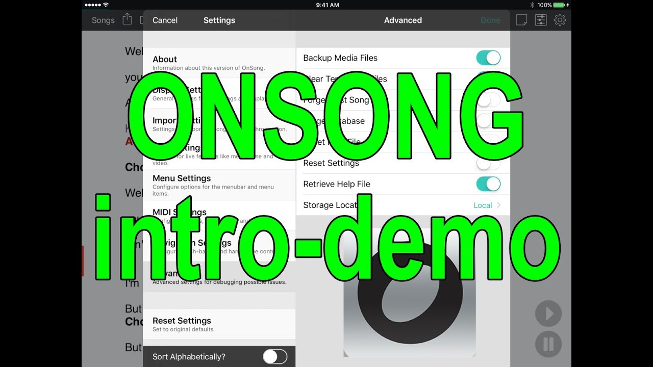 Демонстрация приложения ONSONG musicbook