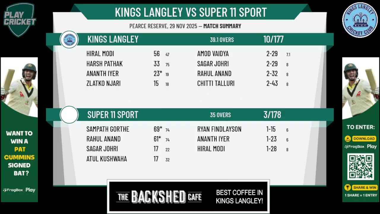 Kings Langley v Super 11 Sport