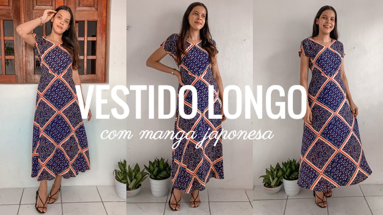 VESTIDO ELEGANTE COM MANGA JAPONESA corte e costura