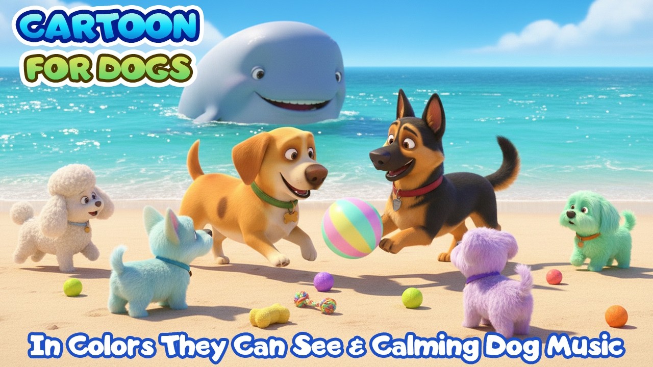 24 часа мультфильмов для собак 🐶🎨 Синий и желтый цвета | Видео для собак дома одних