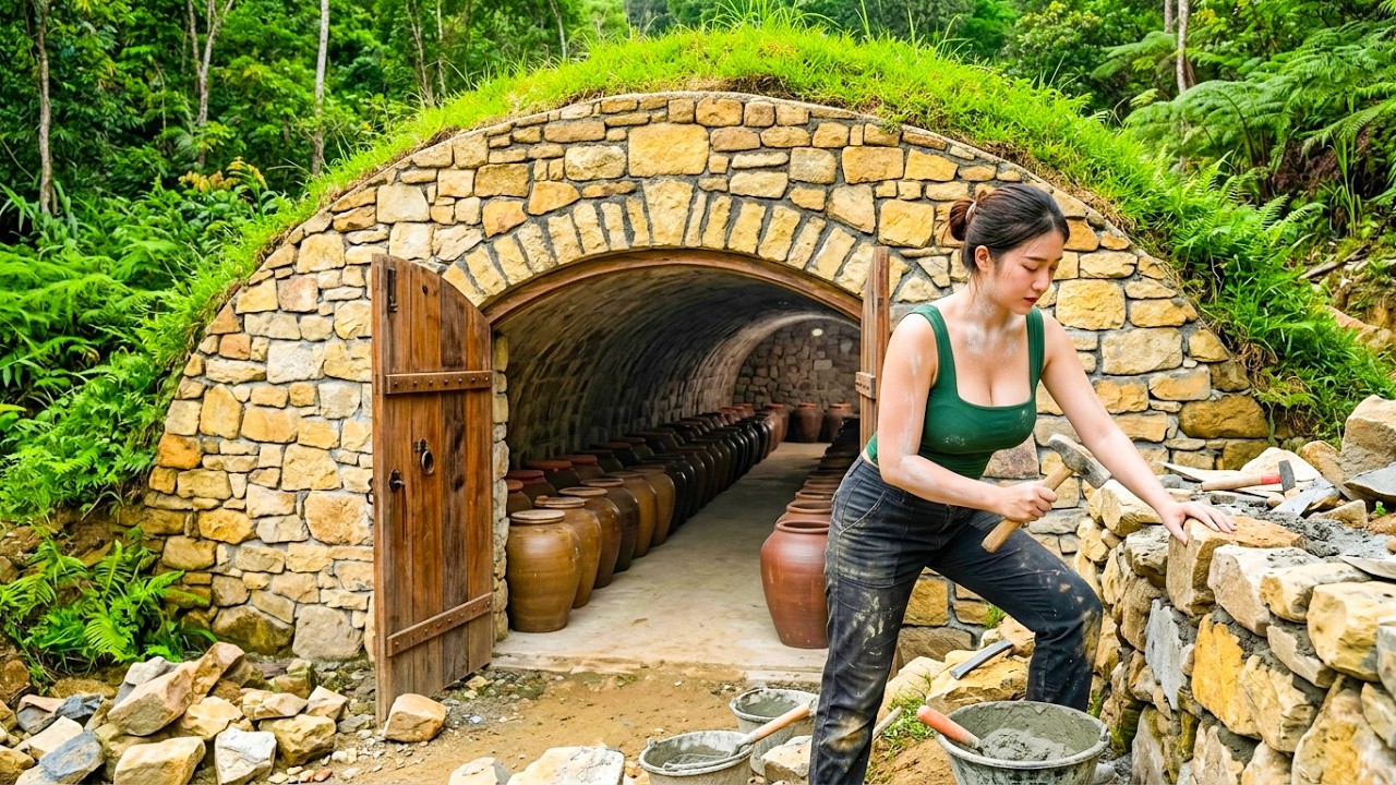 CEO Girl Builds a Stone Wine Cellar and Crafts Wooden Railings for Her Mountain House