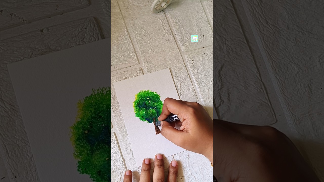 How to draw easy tree using Doms oil pastel colours/oil pastel drawing/art shorts 