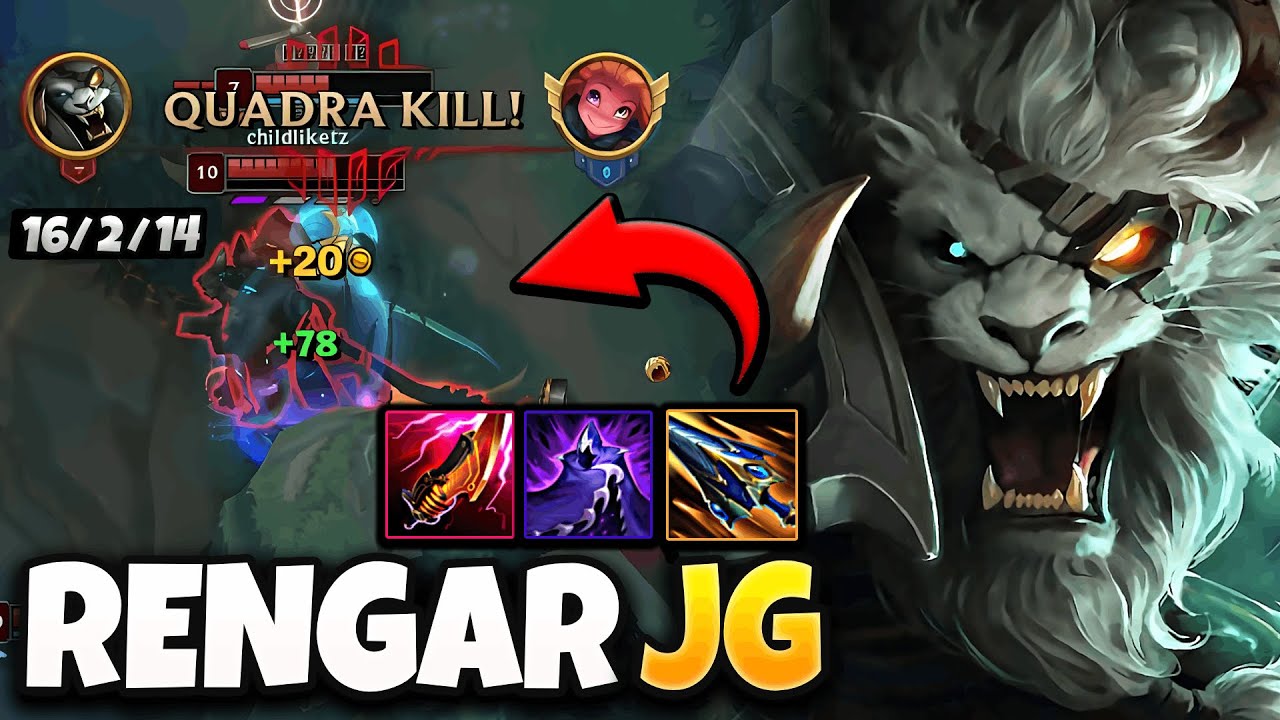 Rengar vs Graves Jungle [ Quadra Kill ] Lol Korea Grandmaster Patch 14.1 ✅