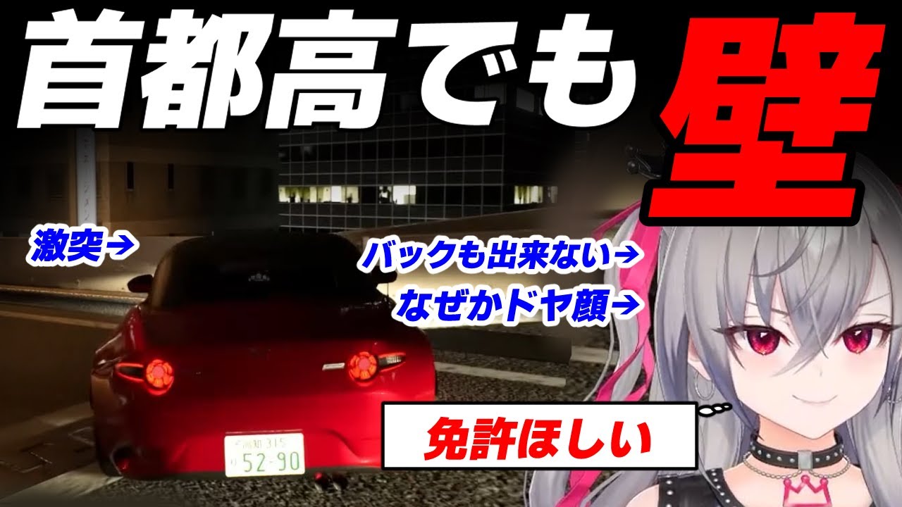 壁に安心する女こと響咲リオナ。首都高でも壁に密着してしまう【ホロライブ切り抜き/リオナ切り抜き/首都高バトル】