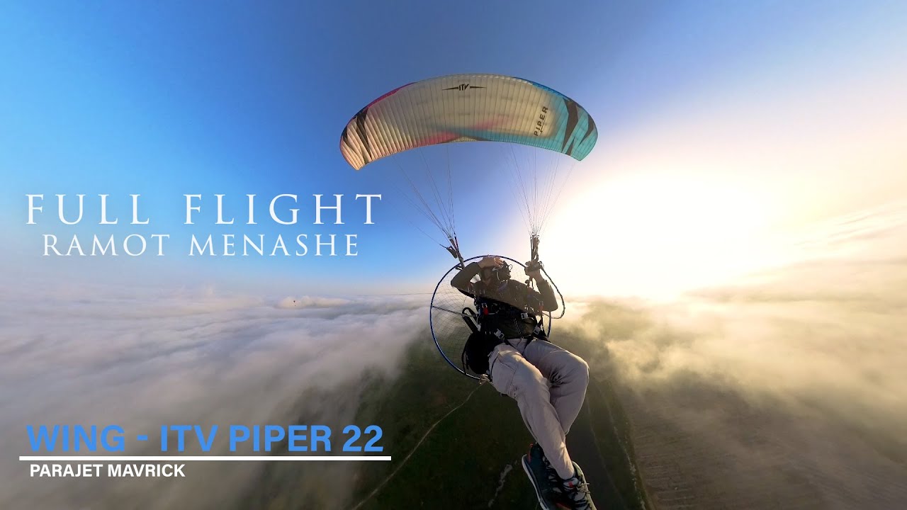 Paramotor flight above the clouds