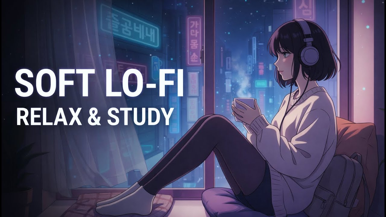 1 Hour Soft Lofi Beats 💜 Relaxing Study Music | Korean Aesthetic Chill Vibes