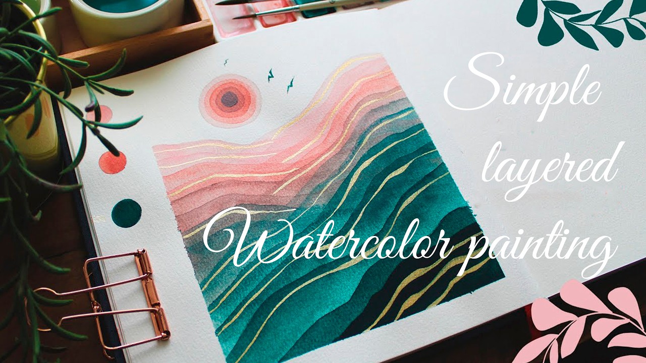 Simple Layered Landscape - Limited color palette with Kuretake Art Nouveau Set