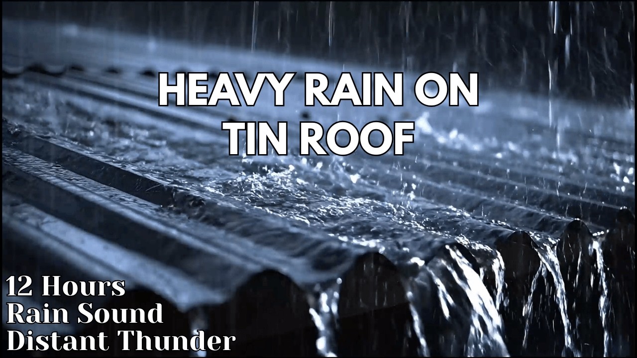 NO ADS Fall Asleep Faster with Heavy Rain on a Tin Roof | Sleep Aid • Study • Relax #SleepAid #Rain
