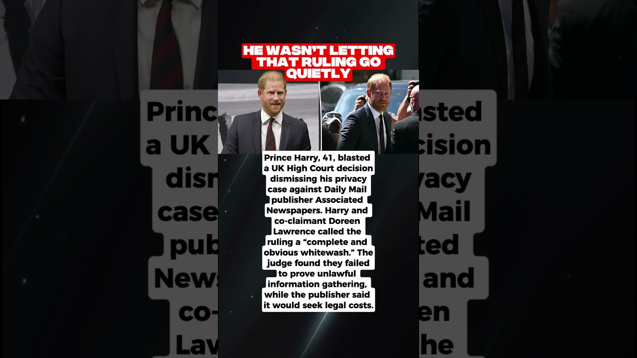 Prince Harry rages after losing Daily Mail privacy case 💥