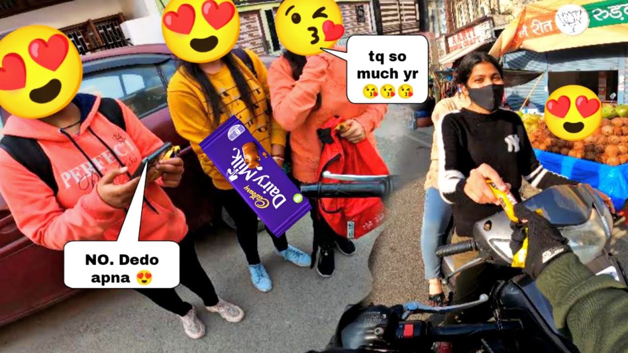 Giving FREE Chocolate To Random Cute Girls In My Superbike #z800 #cutegirl #chocolate