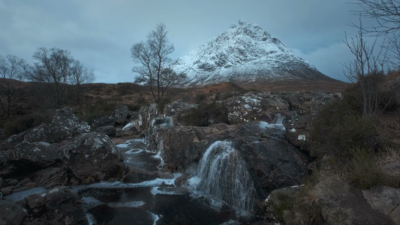 Cold Waterfall Ambience for Sleep | Glen Etive Mor, Scotland