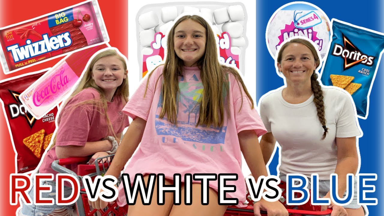 RED vs WHITE vs BLUE 🎯 NO BUDGET 🤑 SHOPPING CHALLENGE