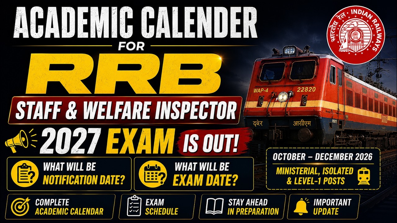 📢 RRB Staff & Welfare Inspector 2027 Exam | 2026 Academic Calendar