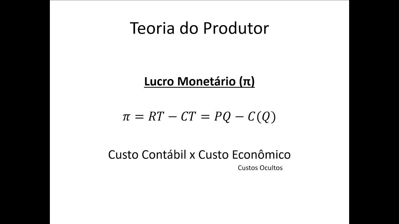 Microeconomia 064 Teoria do Produtor Lucro Contábil x Econômico