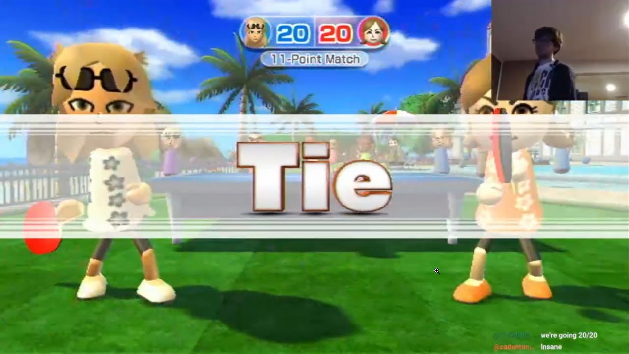 Tying the champion of wii ping pong (INSANE POINTS)