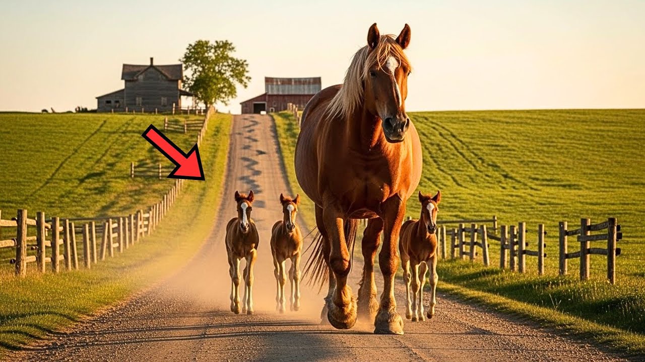 Giant Mare Guides Her Foals 200km To The Farm Where She Was Born... No One Knows How She Remembered