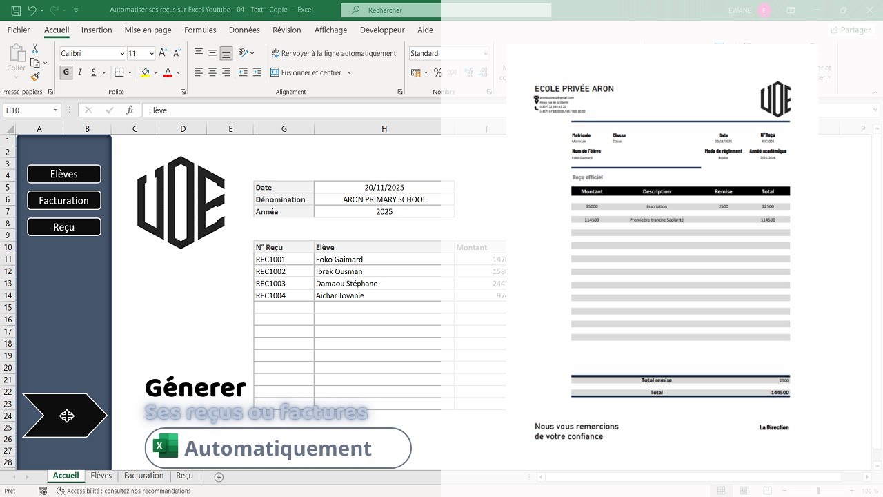 Comment automatiser ses factures ou reçus sur Excel avec stockage au format PDF