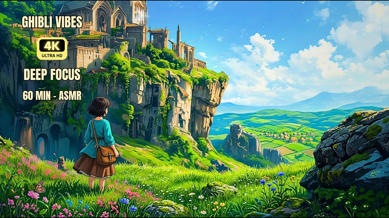 Journey to the Cliff Castle 🍃 Ghibli Style Spring Ambience | Música para Estudiar y Leer (4K)