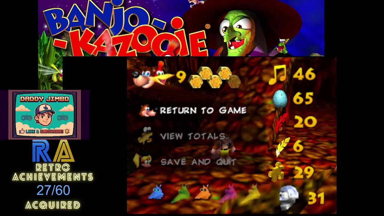 Banjo Kazooie Retro achievements playthrough no commentary