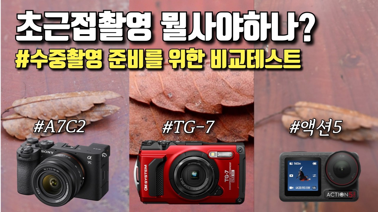 카메라 3종 비교 | 수중 근접 마크로촬영 어떤게 좋나요? | A7C2, TG-7, 액션5