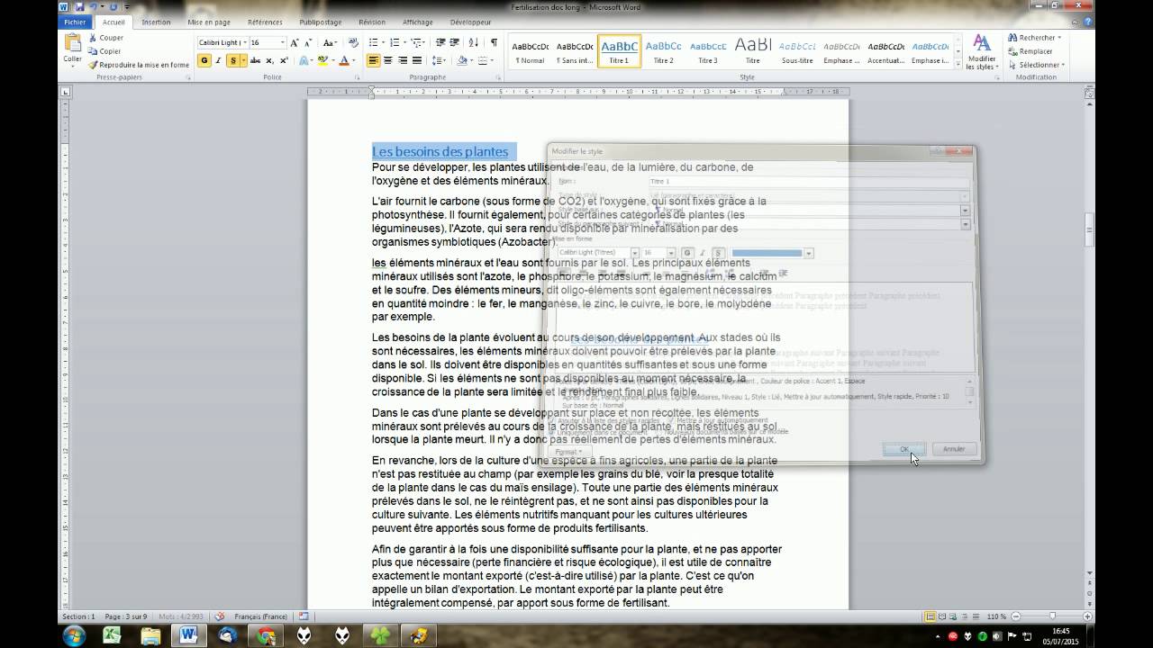 Word 2010 - Modifier un style