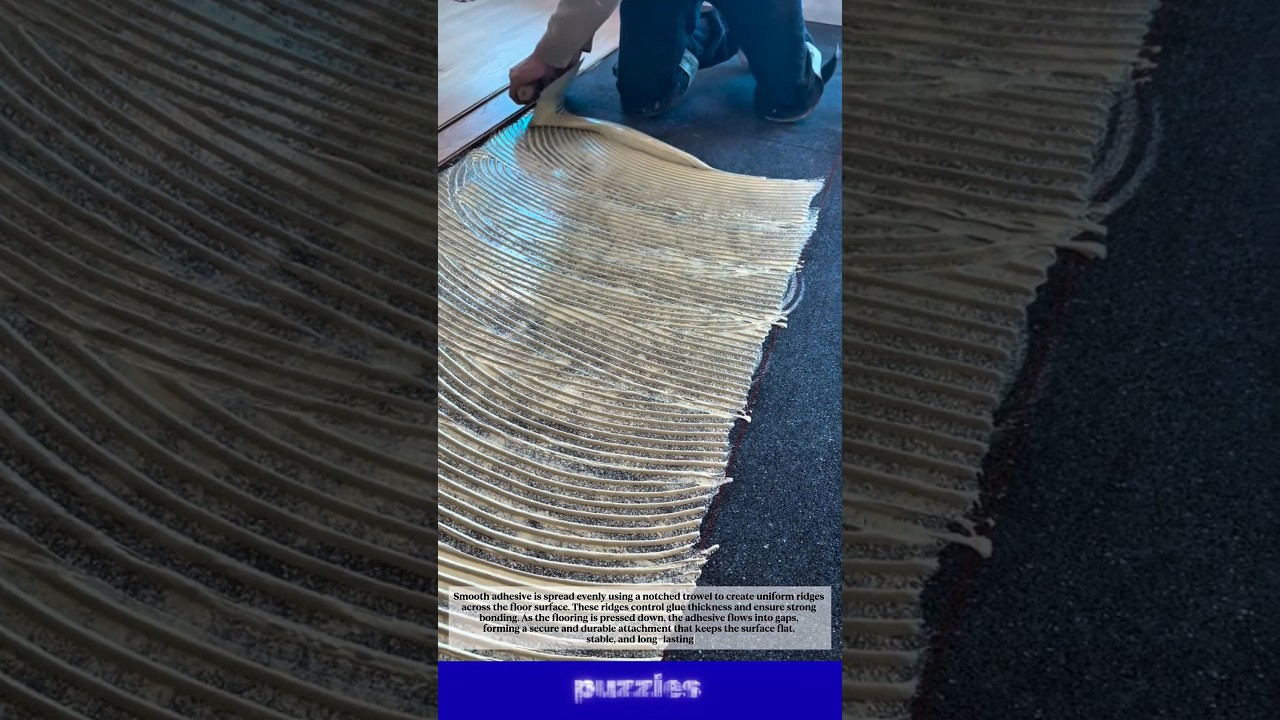 Satisfying Floor Adhesive Spreading Process | Perfect Carpet Installation