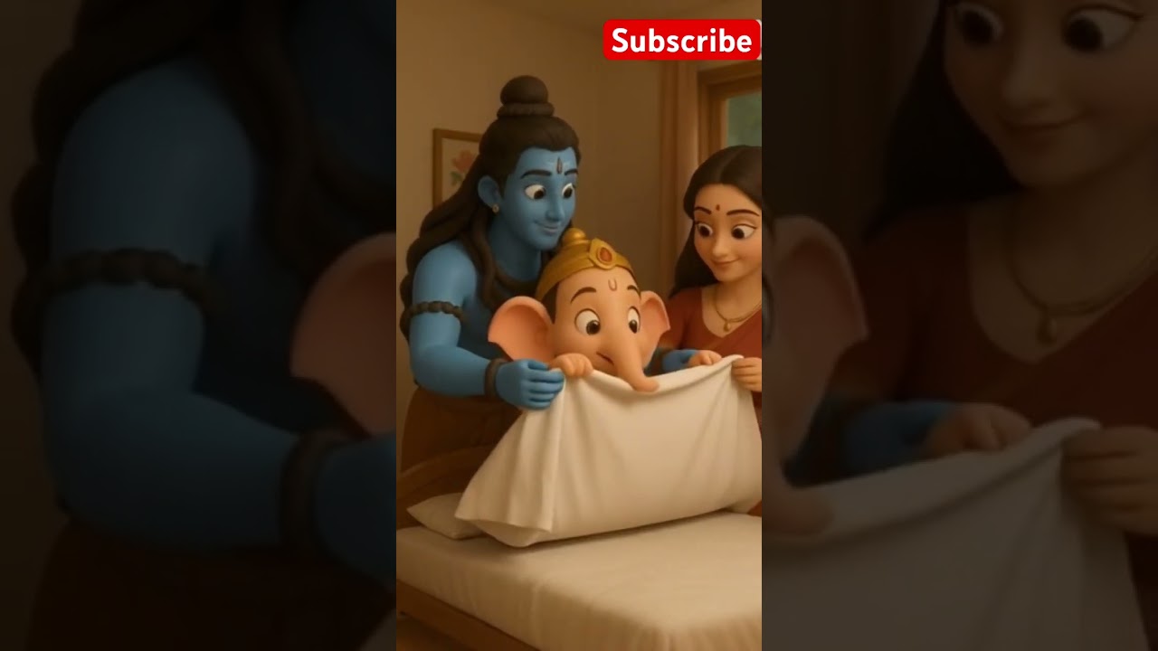 Ganesha Making Bed with Shiva & Parvati! #ganesh #shiva #parvati #beding #shorts #viral #trending