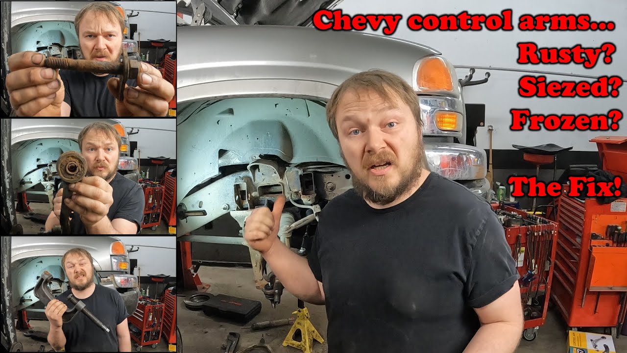 Как снять верхние рычаги подвески грузовика Chevrolet с заклинившими болтами и заклинившими регул...