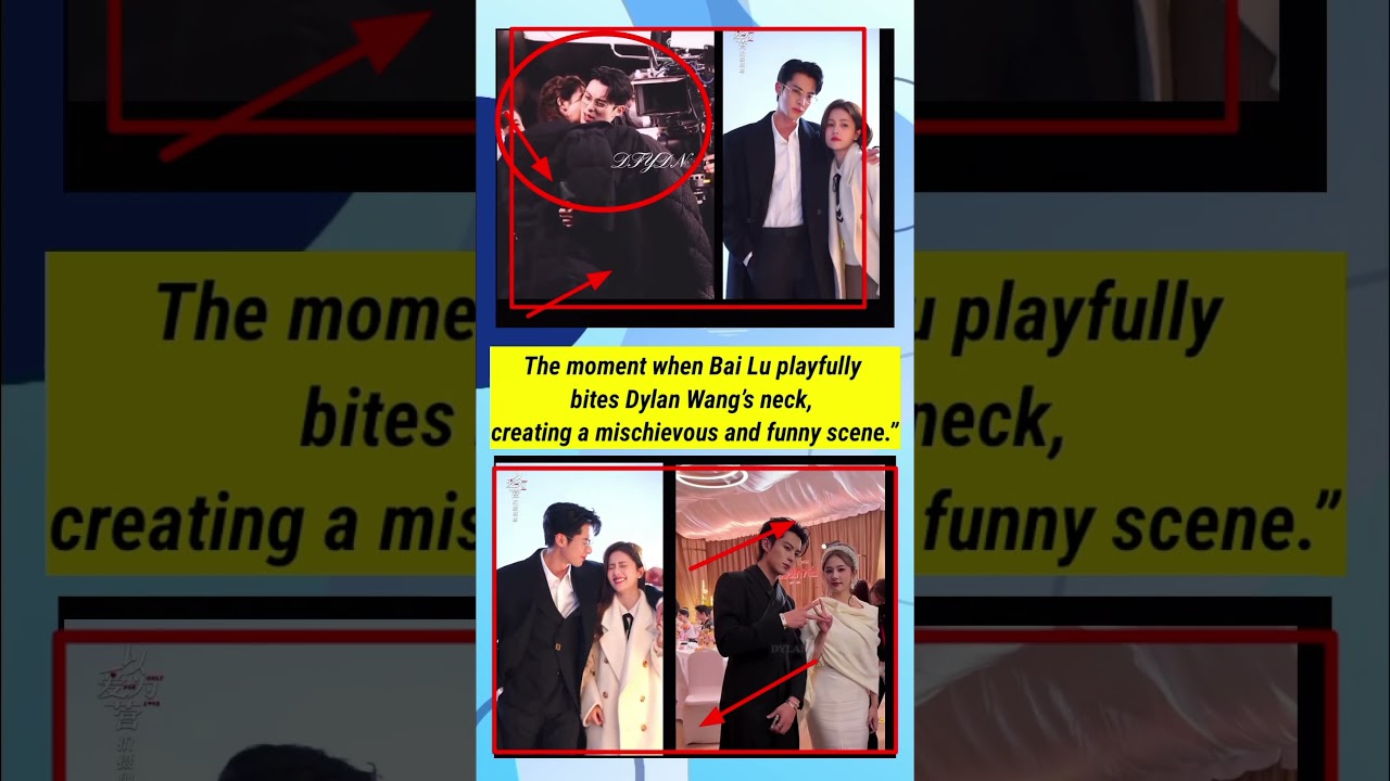 During a playful moment, Bai Lu suddenly pretended to bite Dylan Wang on the neck. #wanghedi